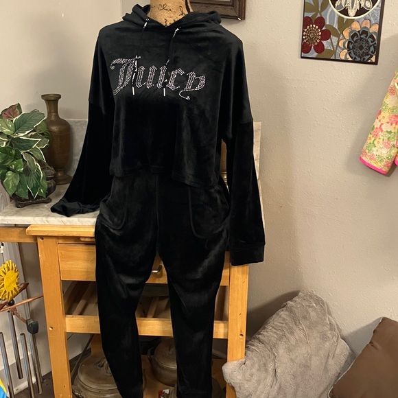 Juicy Couture Pants - Juicy Couture Black Velour Track Suit